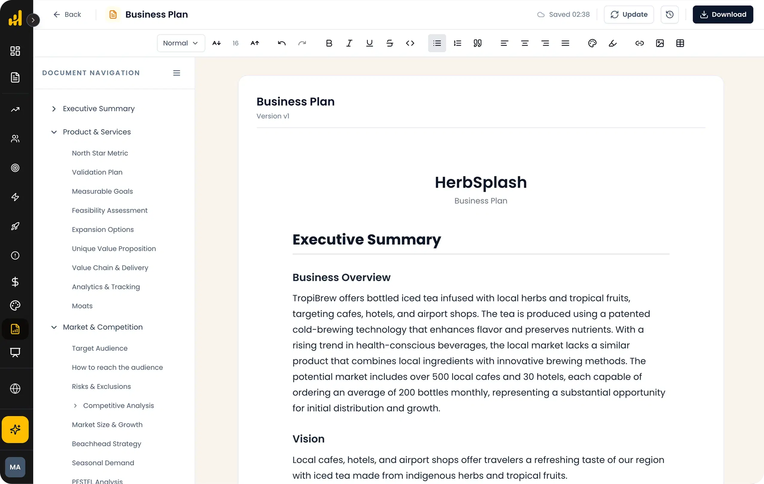 Generate the Business Plan